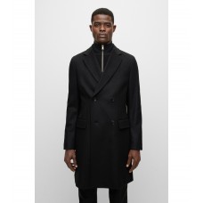 Hugo Boss Double-breasted coat in virgin wool and cashmere 50484726-001 Black