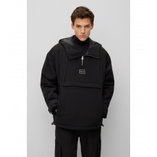 Hugo Boss Relaxed-fit hooded windbreaker jacket with framed logo 50484750-001 Black