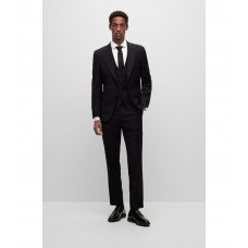 Hugo Boss Slim-fit suit in wool-blend seersucker 50484751-001 Black