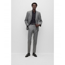 Hugo Boss Regular-fit suit in micro-patterned virgin wool 50484789-041 Dark Grey