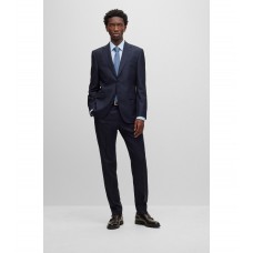 Hugo Boss Regular-fit suit in micro-patterned virgin wool 50484789-404 Dark Blue