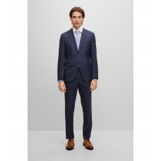 Hugo Boss Regular-fit suit in checked virgin-wool serge 50484790-404 Dark Blue