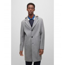 Hugo Boss Relaxed-fit coat with adjustable contrast hood 50484802-021 Dark Grey