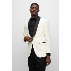 Hugo Boss Cotton-silk tuxedo jacket with silk-blend trims 50484841-104 White