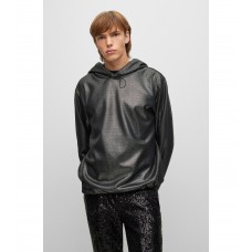 Hugo Boss Foil-printed hoodie in stretch fabric 50484874-001 Black