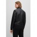Hugo Boss Bomber-style jacket in lamb leather with chunky zip 50485081-001 Black