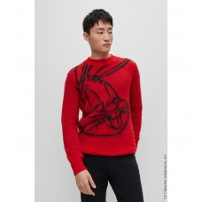 Hugo Boss Looney Tunes x BOSS Regular-fit high-impact sweater with Bugs Bunny artwork 50485235-623 Red