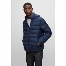 Hugo Boss Hooded down jacket in pure-wool twill 50485257-404 Dark Blue