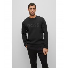 Hugo Boss Cotton-blend sweatshirt in relaxed-fit with rhinestone logo 50485505-001 Black