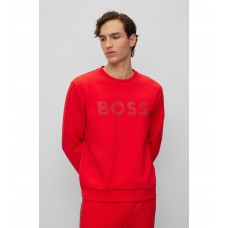 Hugo Boss Cotton-blend sweatshirt in relaxed-fit with rhinestone logo 50485505-624 Red
