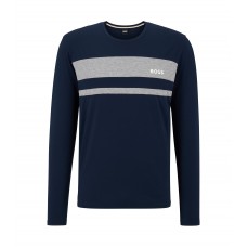 Hugo Boss Long-sleeved pyjama T-shirt in cotton, modal and stretch 50485717-403 Dark Blue