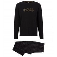 Hugo Boss Organic-cotton pyjamas with metallic details 50485751-002 Black
