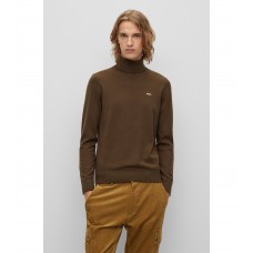 Hugo Boss Cotton-blend sweater with chest logo 50485834-303 Dark Brown