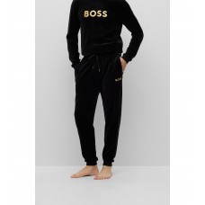 Hugo Boss Cotton-blend velour tracksuit bottoms with embroidered logo 50485849-001 Black