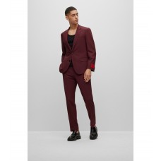Hugo Boss Slim-fit suit in a melange performance wool blend 50485884-693 Dark Red