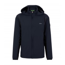 Hugo Boss Hooded jacket in water-repellent fabric with logo detail 50485943-402 Dark Blue