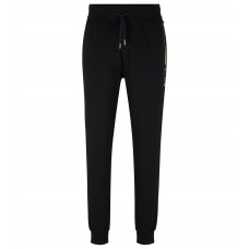 Hugo Boss Cotton-blend tracksuit bottoms with logo and stripe 50485946-001 Black
