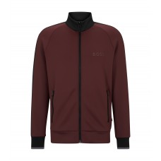Hugo Boss Zip-up sweatshirt in stretch fabric with colour-blocking 50486268-601 Dark Red