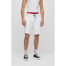 Hugo Boss Relaxed-fit shorts in cotton terry with handwritten logo 50486438-100 White