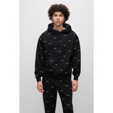 Hugo Boss Relaxed-fit hoodie in cotton terry with handwritten logos 50486459-001 Black