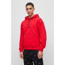 Hugo Boss Relaxed-fit hoodie in cotton terry with handwritten logos 50486459-693 Red