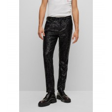 Hugo Boss Extra-slim-fit trousers in sequinned performance-stretch satin 50486543-001 Black
