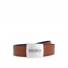 Hugo Boss Leather belt with logo plaque buckle 50486668-210 Brown