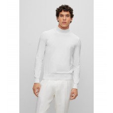Hugo Boss Cotton-jersey sweater with mock neckline 50486699-100 White