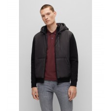 Hugo Boss Hybrid hooded knitted jacket with waterproof zips 50486723-001 Black