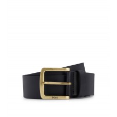 Hugo Boss Leather belt with antique-brass logo buckle 50486755-001 Black