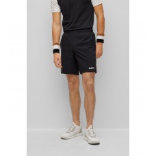 Hugo Boss BOSS x Matteo Berrettini stretch-poplin shorts with signature stripes 50486962-001 Black