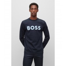 Hugo Boss Long-sleeved T-shirt in cotton jersey with contrast logo 50486977-404 Dark Blue
