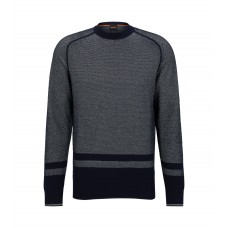 Hugo Boss Organic-cotton regular-fit sweater with block stripes 50487101-404 Dark Blue