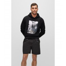 Hugo Boss Cotton-terry hoodie with exclusive artwork 50487120-001 Black