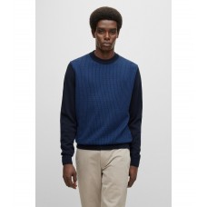 Hugo Boss Crew-neck sweater in knitted jacquard 50487336-404 Dark Blue