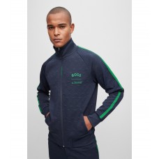 Hugo Boss BOSS x AJBXNG relaxed-fit zip-up sweatshirt with all-over monograms 50487669-402 Dark Blue