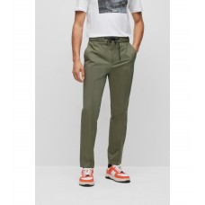 Hugo Boss Extra-slim-fit stretch-cotton trousers with drawstring waist 50488035-251 Khaki