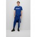 Hugo Boss Cotton-terry tracksuit bottoms with logo artwork 50488151-406 Blue
