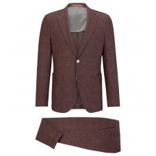 Hugo Boss Slim-fit suit in a patterned wool blend 50488350-601 Dark Red