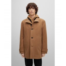 Hugo Boss Relaxed-fit coat in a melange wool blend 50488378-262 Beige