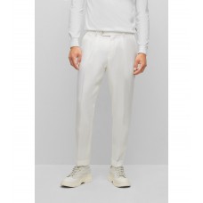 Hugo Boss Relaxed-fit trousers in wrinkle-resistant linen 50488404-100 White