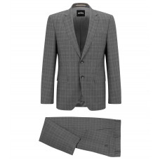 Hugo Boss Slim-fit suit in checked stretch virgin wool 50489349-041 Silver