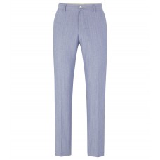 Hugo Boss Micro-pattern formal trousers in a cotton blend 50489421-413 Blue