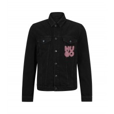 Hugo Boss Regular-fit denim jacket with graffiti-style stacked logos 50489887-010 Black