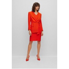 Hugo Boss V-neck business dress with short sleeves 50490044-821 Orange
