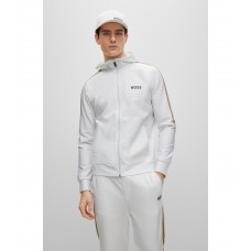 Hugo Boss Zip-up hoodie in active-stretch jersey with logo 50490646-100 White