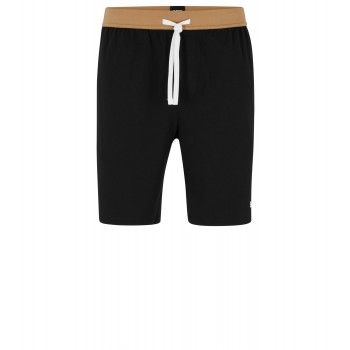 Hugo Boss Contrast-waistband pyjama shorts in cotton, modal and stretch 50490924-001 Black