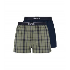 Hugo Boss Two-pack of cotton-poplin pyjama shorts 50490983-343 Dark Blue