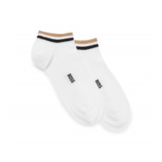 Hugo Boss Two-pack of ankle-length socks with signature stripe hbeu50491192-100 White
