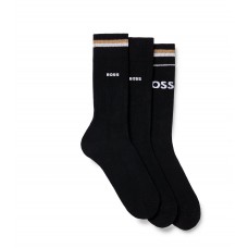 Hugo Boss Three-pack of regular-length socks with signature stripes hbeu50491198-001 Black